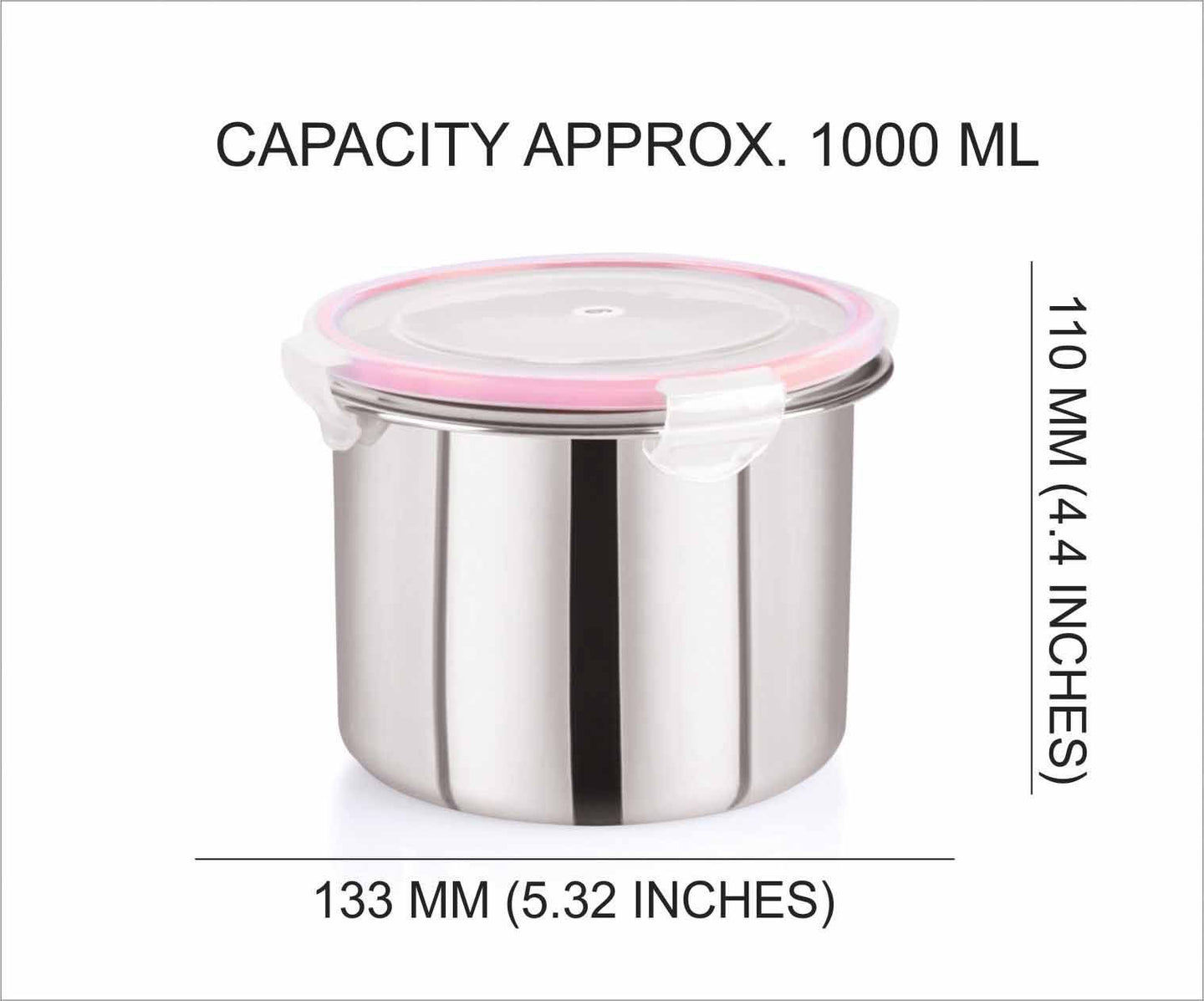 "Flip & Seal" Stainless Steel Airtight Flat Storage Container Set of 2 ( 1000mLx2)